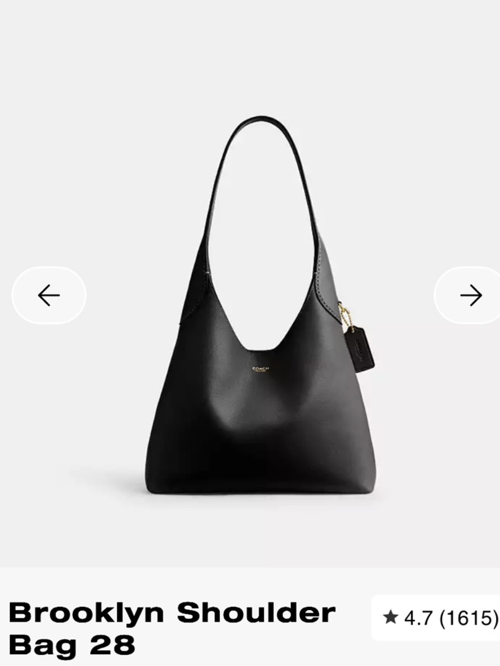 Coach Brooklyn Shoulder Bag in Black with Gold Accent